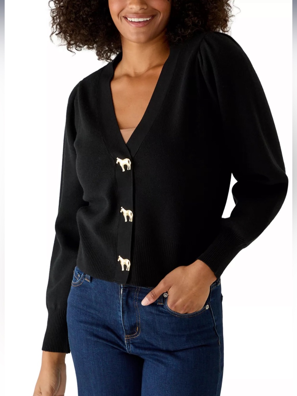 Crown & ivy giraffe black sweater cardigan